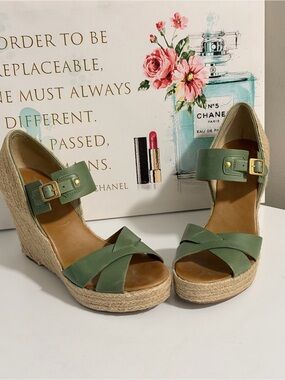Hunter Olive Green Espadrille Wedge Sandals